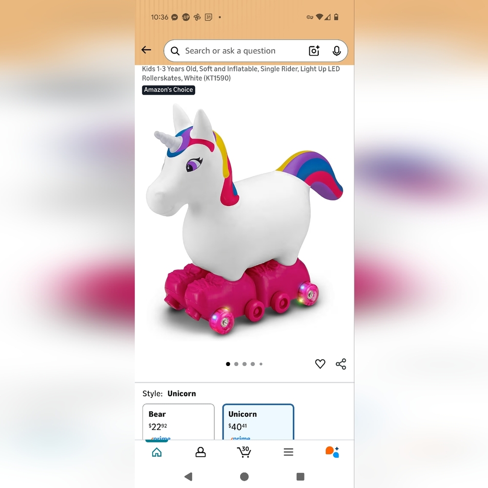 Inflatable Unicorn Ride-On Toy with LED Wheels
